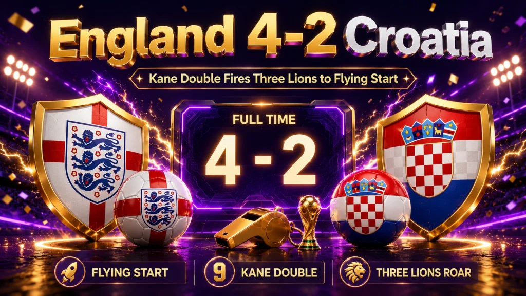 England 4-2 Croatia: Kane Brace Puts Three Lions Top of Group L